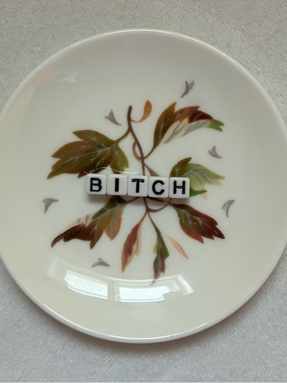 Vintage Floral Mini Plate | Funny Trinket Dish | Cottagecore Decor - Picture 4 of 8